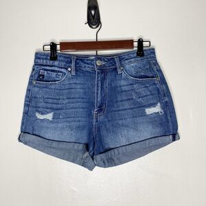 Kancan High Rise Distressed Cuffed Denim Jean Shorts Women’s Size Small